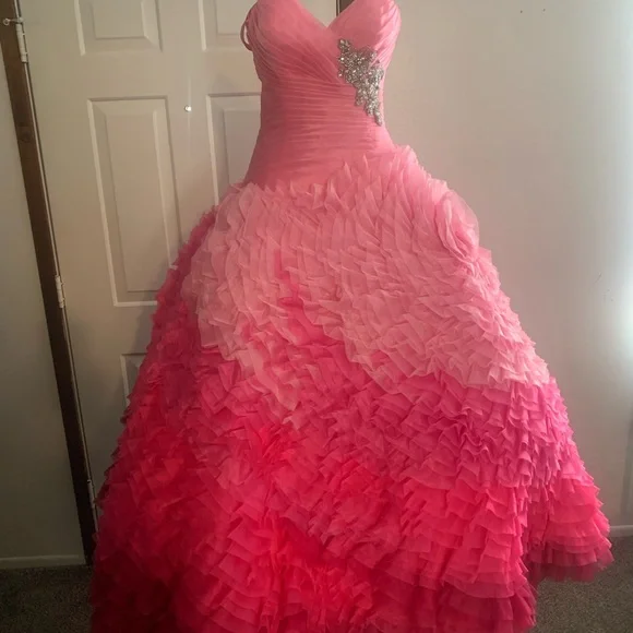 Stunning Pink Ombre Gown with Embellished Bodice - Picture 3 of 8